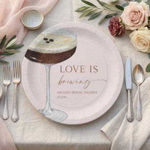 Love Is Brewing Expresso Martini Bruiloftsfeest Papieren Bordje
