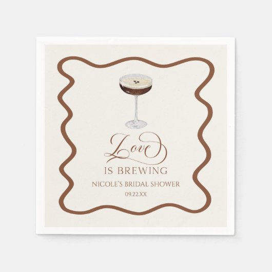 Love Is Brewing Expresso Martini Bruiloftsfeest Servet (Voorkant)