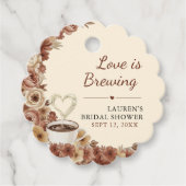 Love is Brewing Floral Coffee Heart Bridal Shower Bedankjes Labels (Voorkant)