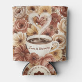 Love is Brewing Floral Coffee Heart Bridal Shower Blikjeskoeler (Voorkant)