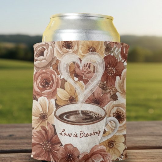 Love is Brewing Floral Coffee Heart Bridal Shower Blikjeskoeler