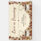 Love is Brewing Floral Coffee Heart Bridal Shower Spandoek (Verticaal)