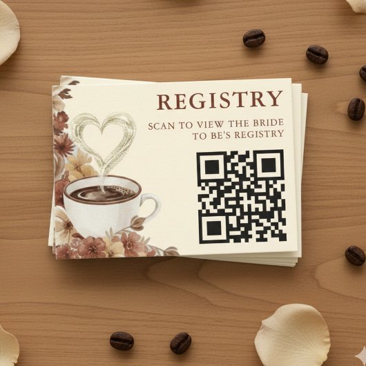 Love is Brewing Floral Coffee QR Code Registry Informatiekaartje