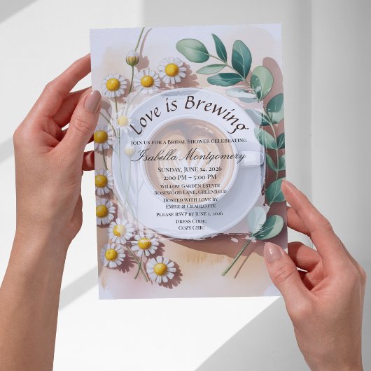 Love Is Brewing Florale Espresso Bruidsfeest Kaart