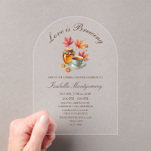 Love Is Brewing Gezellige Thee Bruidsfeest Acryl Uitnodigingen