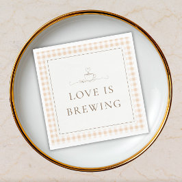 Love Is Brewing Gingham Coffee Baby Shower Servet