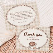 Love is Brewing Gingham Coffee Bridal Shower Bedankkaart