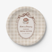Love is Brewing Gingham Coffee Bridal Shower Papieren Bordje (Voorkant)