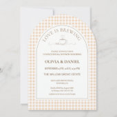 Love Is Brewing Gingham Coffee Couples Shower  Kaart (Voorkant)