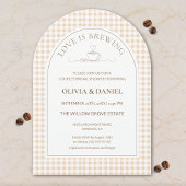 Love Is Brewing Gingham Coffee Couples Shower Kaart