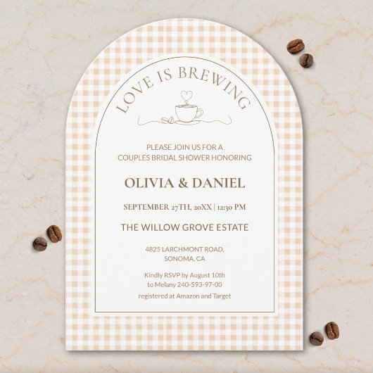 Love Is Brewing Gingham Coffee Couples Shower  Kaart