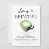Love is Brewing Green Coffee Matcha Bridal Shower Kaart (Voorkant)