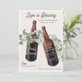 Love is Brewing Greenery Beer Bridal Shower Kaart (Staand voorkant)