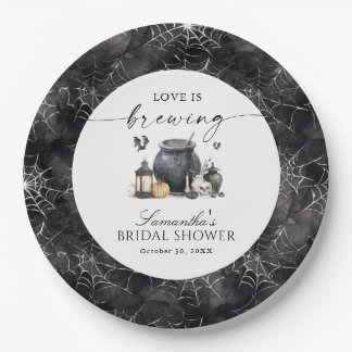 Love Is Brewing Halloween Bruiloftsfeest Papieren Bordje