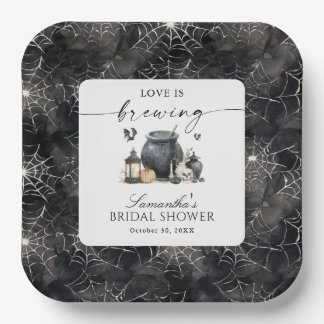 Love Is Brewing Halloween Bruiloftsfeest Papieren Bordje