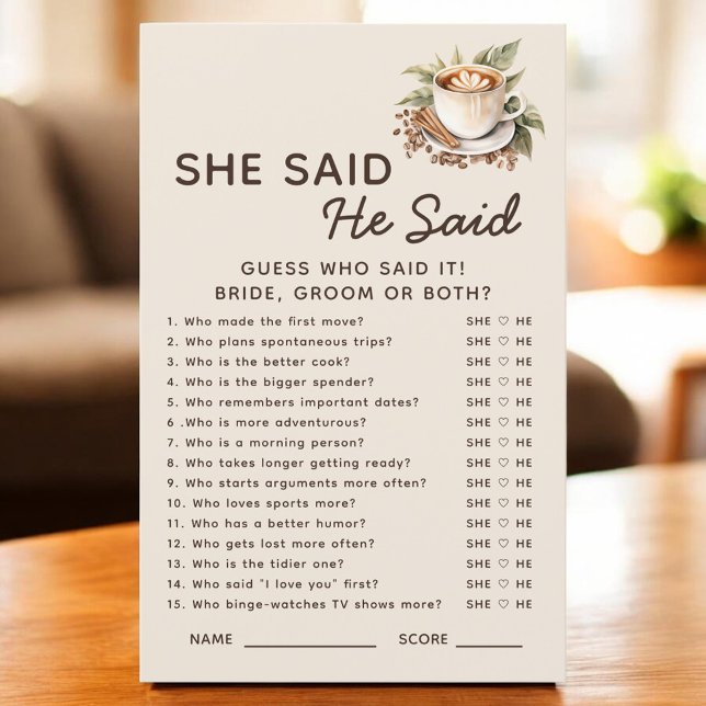 Love is Brewing He Said She Said Bridal Game (Creator heeft geüpload)