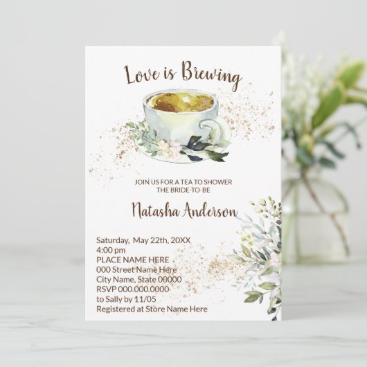 Love is Brewing Herbal Tea Vrijgezellenfeest Kaart (Staand voorkant)