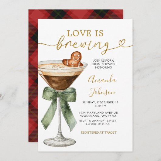 Love Is Brewing Holiday Coffee & Cocoa Party  Kaart (Voorkant / Achterkant)