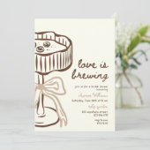 Love Is Brewing Invitation, Love Is Brewing Bridal Kaart (Staand voorkant)