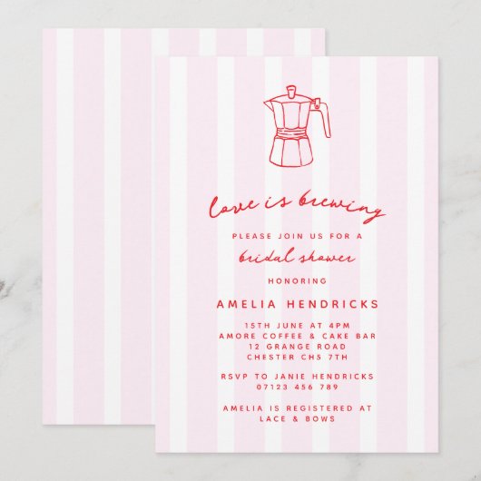 Love is Brewing Italian Press Doodle Vrijgezellenf Kaart (Voorkant / Achterkant)