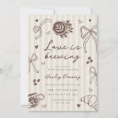 "Love is Brewing" koffie bruiloftsshower QR-code Kaart (Voorkant)