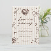 "Love is Brewing" koffie bruiloftsshower QR-code Kaart (Staand voorkant)