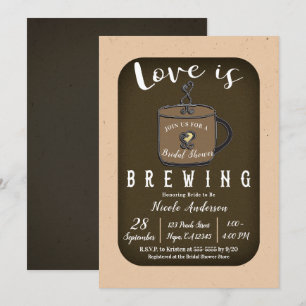 LOVE IS BREWING Koffie Cafe Winkel Bruidsbruiloft Kaart
