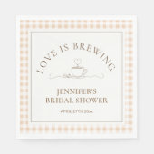 Love Is Brewing koffie Gingham Baby Shower Servet (Voorkant)