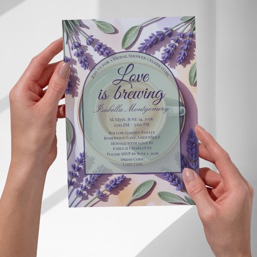 Love Is Brewing Lavendel Bruidsdouche Kaart