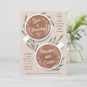 Love is Brewing Mocha Latte Coffee Couple's Shower Kaart (Staand voorkant)