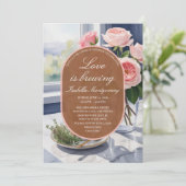 Love Is Brewing Morning Latte Bruiloftsfeest Kaart (Staand voorkant)