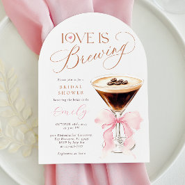 Love is Brewing Pink Bow Bridal Shower Kaart
