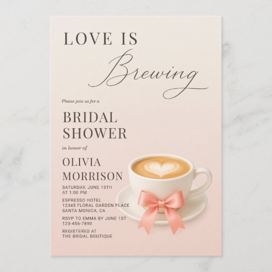 Love is Brewing QR Code Coffee Bridal Shower Kaart (Voorkant)
