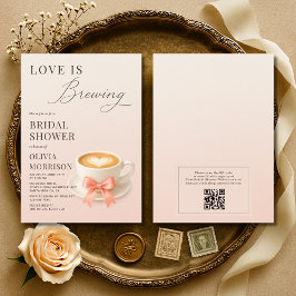 Love is Brewing QR Code Coffee Bridal Shower Kaart
