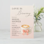 Love is Brewing QR Code Coffee Bruidsfeest Kaart (Staand voorkant)