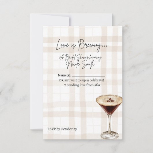 Love is Brewing Response Card RSVP Kaartje (Voorkant)