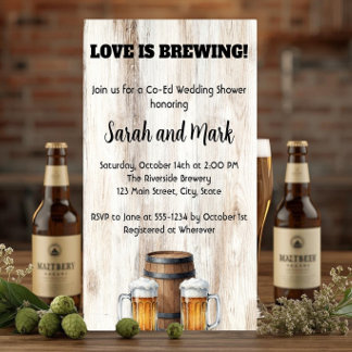 Love is Brewing Rustic Couples Bridal Shower Kaart