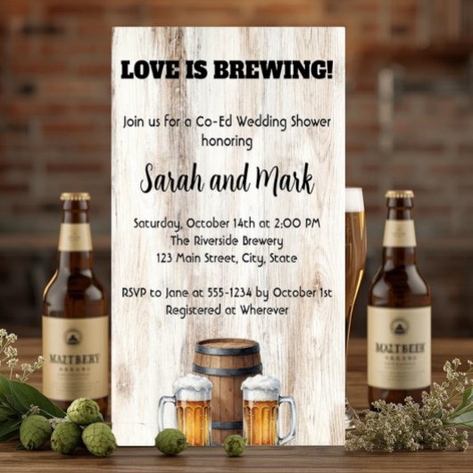 Love is Brewing Rustic Couples Bridal Shower Kaart