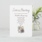 Love Is Brewing Rustic Espresso Bridal Shower Kaart (Staand voorkant)