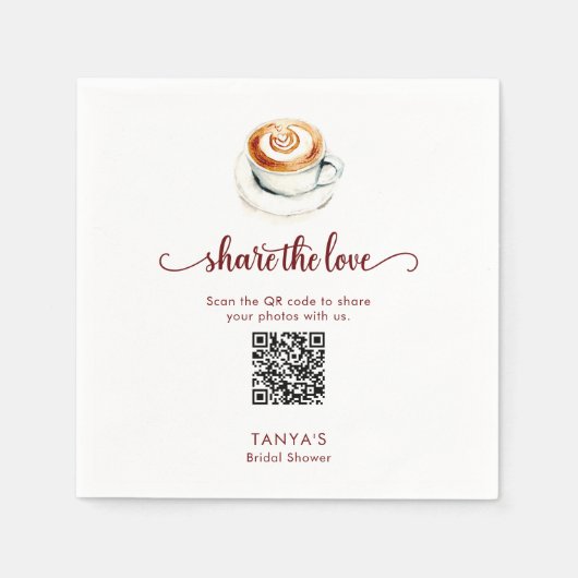 Love is Brewing Share the Love Photos QR Code Servet (Voorkant)