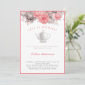 Love is Brewing Tea Invitation Vrijgezellenfeest Kaart (Staand voorkant)