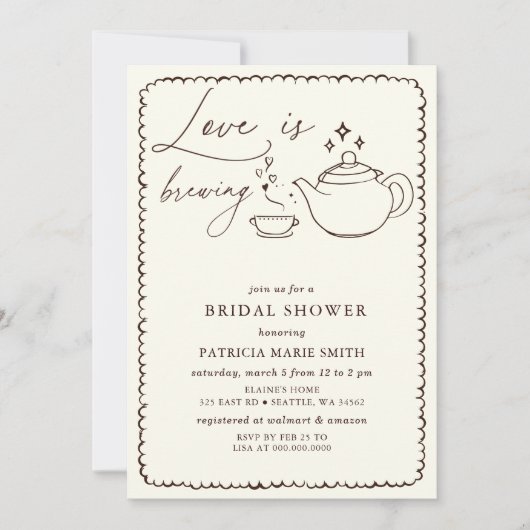 Love is Brewing Tea Vrijgezellenfeest Kaart (Voorkant)