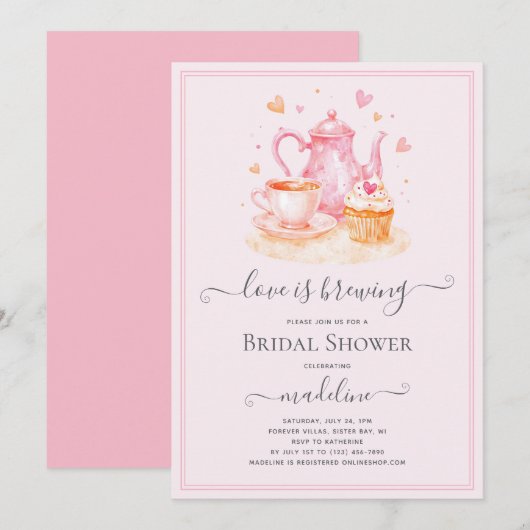 Love is Brewing Tea Vrijgezellenfeest Kaart (Voorkant / Achterkant)