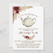 Love is Brewing Tea Vrijgezellenfeest Pampas Grass Kaart (Voorkant)