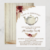 Love is Brewing Tea Vrijgezellenfeest Pampas Grass Kaart (Voorkant / Achterkant)