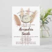 Love is Brewing Tea Vrijgezellenfeest Pampas Grass Kaart (Staand voorkant)