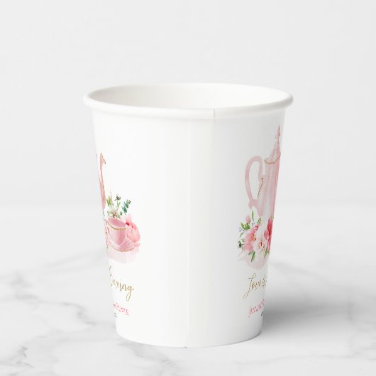 Love Is Brewing | verguld roze Vrijgezellenfeest Papieren Bekers (Rechts)