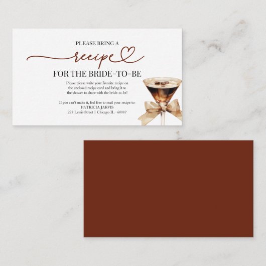 Love Is Brewing Vrijgezellenfeest Recept Aanvraag Informatiekaartje (Voorkant / Achterkant)