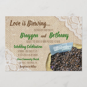 Love is Brewing Wedding Invitation Kaart