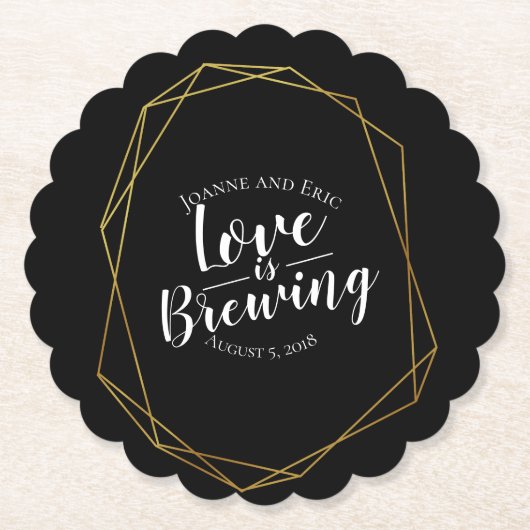 Love Is Brewing Wedding Pub Custom onderzetter Gol (Voorkant)